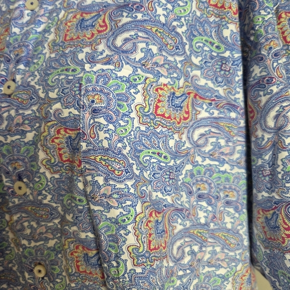 Alan Flusser Blue Paisley Casual Shirt Size XL - Picture 3 of 7